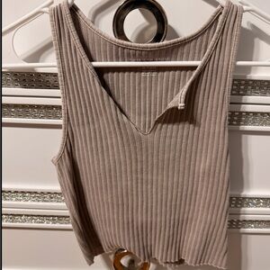 American Eagle Outfitters Ribbed Beige Tank Top